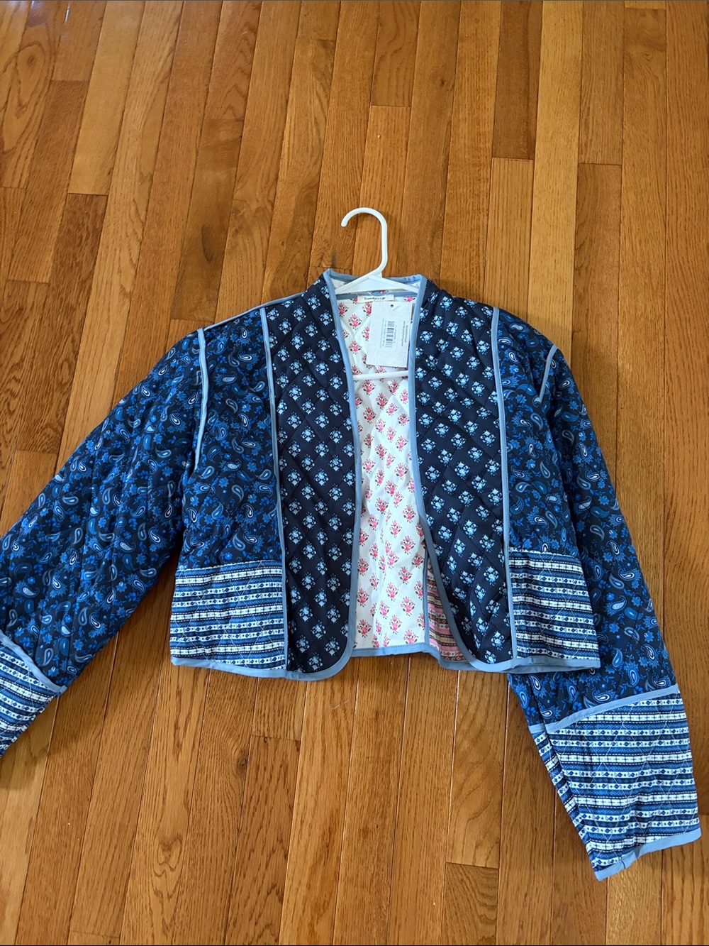 Blue Printed Quilted Jacket